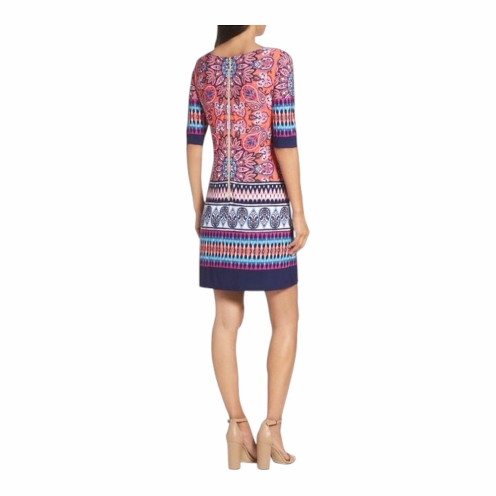 Eliza J Paisley Printed Shift Dress in Vibrant Colors